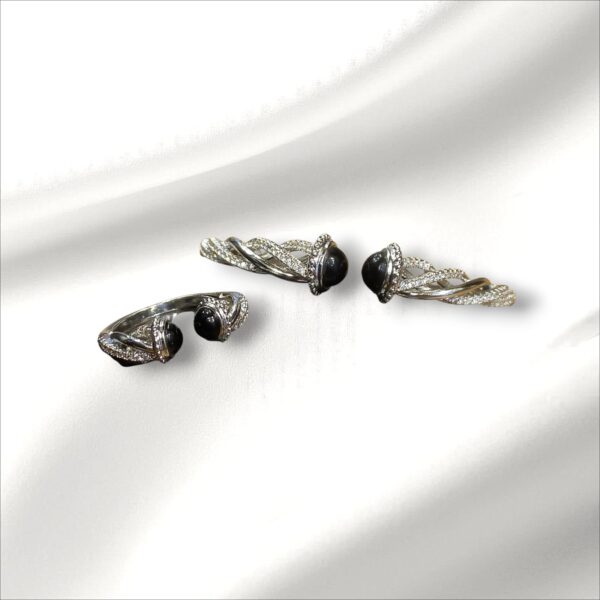 White Gold Plated Stylish Bracelet & Ring Set 18K - Image 2