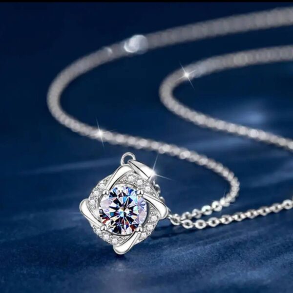 925 sterling silver necklace with treated genuine diamond stone.