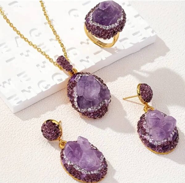 Set of genuine natural amethyst stones.