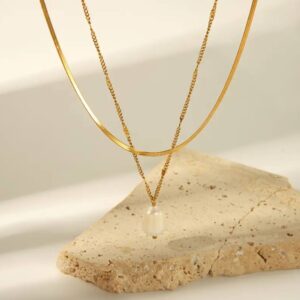 Necklace genuine natural pearl