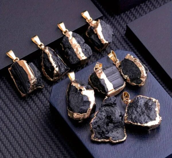 Pendant made of genuine natural black obsidian.